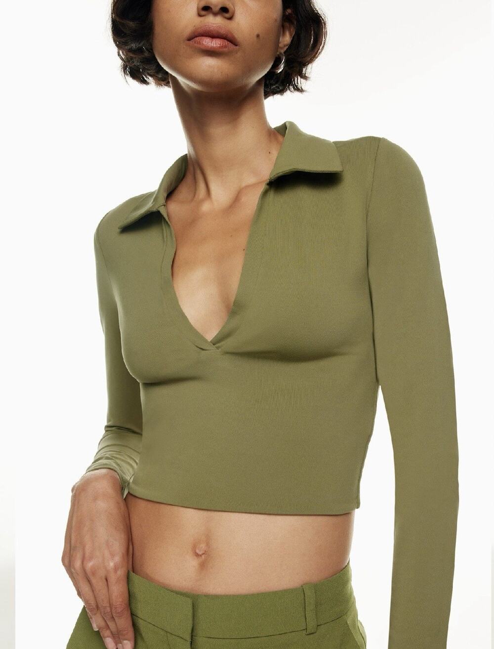 Aritzia Babaton Contour Long Sleeve Polo Women’s Size M Seamless Stretch Top